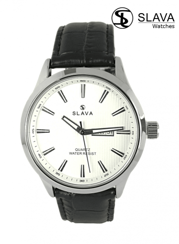 Pánské elegantní hodinky SLAVA s imitací krokodýlí kůže
