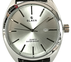 Pánské černo-stříbrné elegantní hodinky SLAVA
